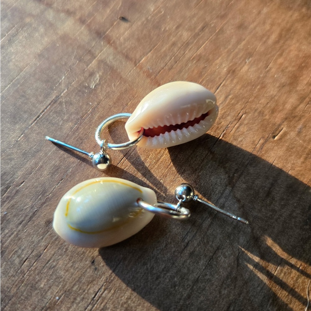 Salt & Shell Simple Dangle Cowrie Earrings